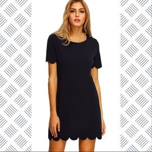 NWOT Black dress with scallop detail